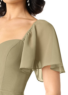 Azazie Chloe Abiti da Damigella Abito A-Line in Chiffon Scollo a Cuore Verde Muschio image6