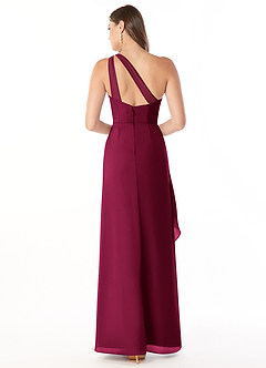 Azazie Maive Bridesmaid Dresses Burgundy Sheath Pleated Ruffle Chiffon Dress image2