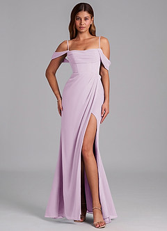 Azazie Johana Jurken voor bruidsmeisjes Converteerbaar Jurk van Chiffon met Zeemeermin Off the Shoulder Frosted Lila image4