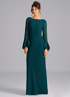 Azazie Leone Bridesmaid Dresses Pine Mermaid Corset Chiffon Dress image5