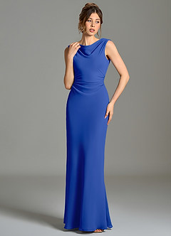 Azazie Kieryn Brautjungfernkleider Meerjungfrau-Linie Plissee Chiffon Kleid Königsblau image4