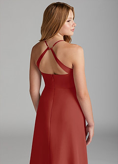 Azazie Davis Junior Terracotta A-Line Chiffon Dress image2
