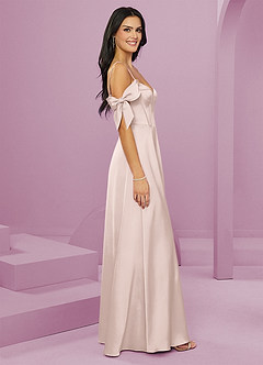 Barbie ♥ Azazie Vestidos de damas de honor Vestido de Rosa Rubor de Satén Elástico de Corte en A con Vestidos sin tirantes image11