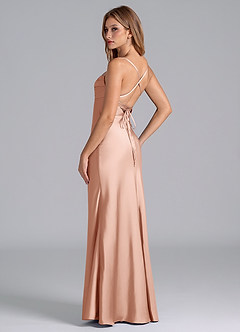 Azazie Seema Brudtärnklänningar Klä av Sjöjungfru i Stretch Satin Korsett Roséguld image6