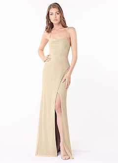 Azazie Maliya Vente Finale Robe Fourreau en Mousseline de soie Plissée Eucalyptus image1