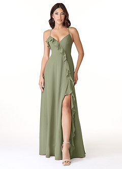Azazie Tarni Bridesmaid Dresses Pistachio A-Line Chiffon Dress image1