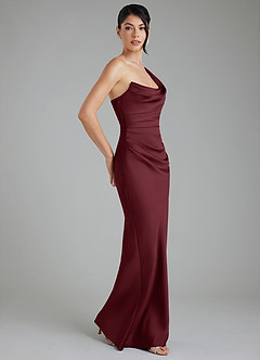 Azazie Sabrina Bridesmaid Dresses Cabernet Mermaid Corset Stretch Satin Dress image8