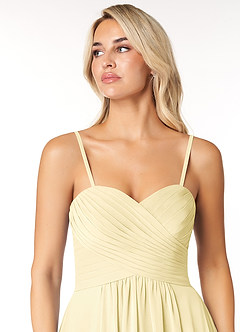 Azazie Yazmin Bridesmaid Dresses Lemon Sorbet A-Line Sweetheart Neckline Chiffon Convertible Dress image6