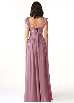Azazie Lissa Bridesmaid Dresses Vintage Mauve A-Line Lace Chiffon Dress image2