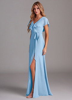 Azazie Lainey Bridesmaid Dresses Powder Blue A-Line with Pockets Chiffon Dress image4