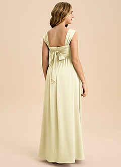 Azazie Hattie Junior Lemon Sorbet A-Line Pleated Stretch Satin Dress image7