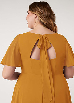 Azazie Kimber Bridesmaid Dresses Butterscotch A-Line Flounce Sleeve Chiffon Dress image14