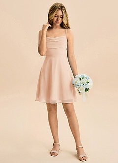 Azazie Bear Junior English Rose A-Line Pleated Chiffon Dress image3