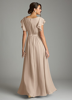 Azazie Daphne vestidos de dama de honor modestos Vestido de Corte en A Volantes Hasta el suelo Gasa image2