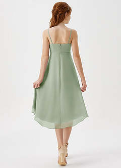 Azazie Mariam Junior A-Linie Plissee Chiffon Kleid Staubiger Salbeigrün image2