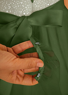 Azazie Tay Flower Girl Dresses Olive A-Line Sequins Tulle Dress image4