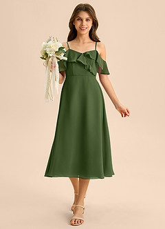 Azazie Kamilla Junior Klä av A-Line i Chiffong Av axeln image4