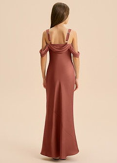 Azazie Bellalina Junior Syrena Pofałdowany Satyna elastyczna Długość podłogi Młodsza druhna Sukienka image2