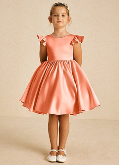 Azazie Tootsie Flower Girl Dresses Sunset A-Line Bow Matte Satin Dress image3