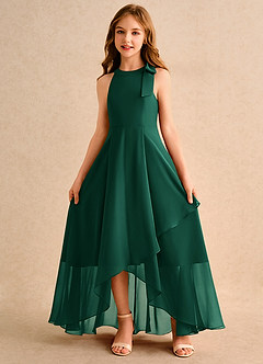 Azazie Boop Girls Formal Sukienki dla dziewczynek sypiących kwiaty Linia A Ukłon Szyfon Asymetryczny Sukienka image5