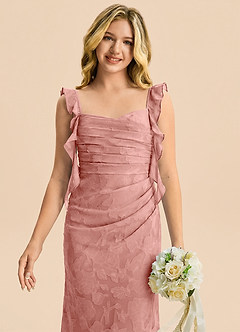 Azazie Jessamine Junior Rosette Mermaid Sweetheart Neckline Floral Burnout Dress image6