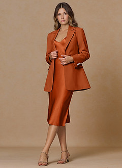 front Rowan Burnt Orange Refined Weave Performance 2-Piece Suit