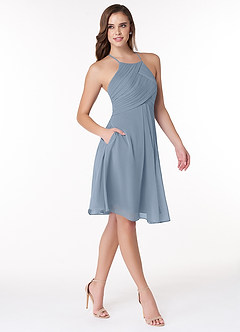 Azazie Adriana Final Sale Wisteria A-Line Pleated Chiffon Dress image4