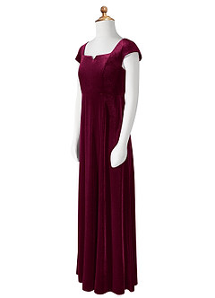 Azazie Gabi Junior Cabernet A-Line Velvet Dress image10