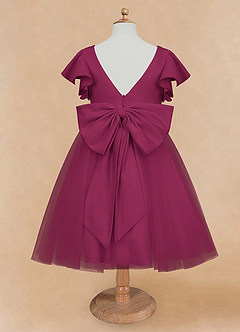 Azazie Kaeya Robe Demoiselle D'honneur Fillette Robe Trapèze en Tulle Arc Mûre image6