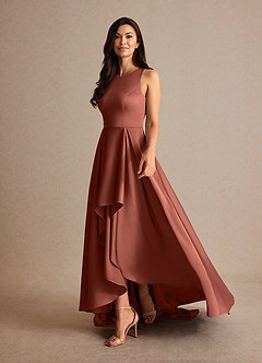 Azazie Niles Mère de la mariée Robes Robe Trapèze en Satin extensible Traînes Auburn image3