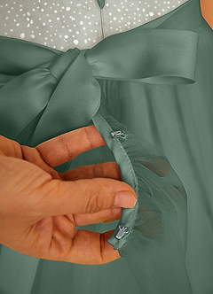 Azazie Tay Flower Girl Dresses Eucalyptus A-Line Sequins Tulle Dress image4