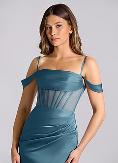 Azazie Alyce Bridesmaid Dresses Bermuda Mermaid Off the Shoulder Stretch Satin Convertible Dress image6