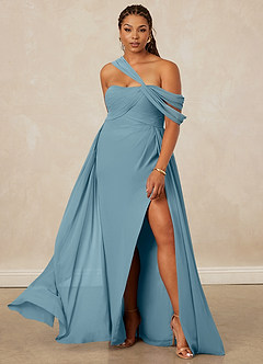 Christian Siriano Bridal for Azazie 1014 Bridesmaid Dresses Moody Blue A-Line Off the Shoulder Chiffon Dress image9