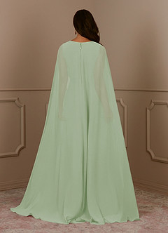 Azazie Isa Mother of the Bride Dresses Dusty Sage A-Line V-Neck Pleated Chiffon Dress image4