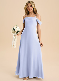 Azazie Anselie Junior Lavender A-Line Off the Shoulder Chiffon Dress image4