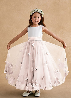 Azazie Vi Flower Girl Dresses Rose Petal A-Line Sleeveless Tulle Dress image10