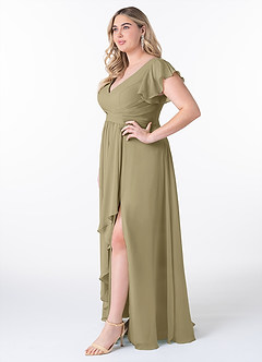 Azazie Omari Bridesmaid Dresses Moss Green A-Line Chiffon Dress image9