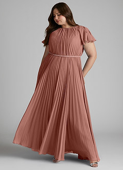 Azazie Kara Modest Bridesmaid Dresses A-Line Pleated Chiffon Floor-Length Dress image12