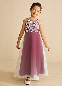 Azazie Ladybug Flower Girl Dresses Burgundy A-Line Lace Organza Dress image2