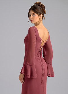 Azazie Leone Jurken voor bruidsmeisjes Jurk van Chiffon met Zeemeermin Korset Merlot image2