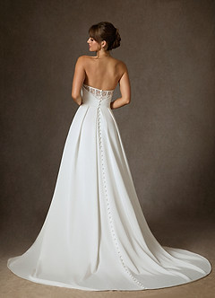 Azazie Marisela Wedding Dresses Diamond White A-Line Sequins Crepe Back Satin Dress image2