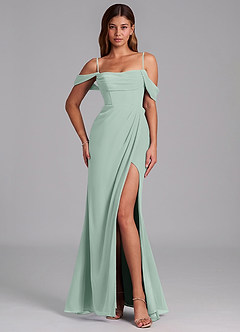Azazie Johana Bridesmaid Dresses Agave Mermaid Off the Shoulder Chiffon Convertible Dress image4