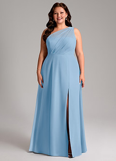 Azazie Phaedra Robes à essayer chez vous Robe Trapèze en Mousseline de soie Asymétrique Noir image5