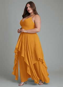 Azazie Zaina Bridesmaid Dresses Butterscotch A-Line Chiffon Dress image11