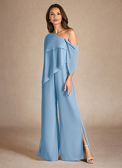 Azazie Halima vestidos de madre de la novia Vestido de Azul Pálido de Gasa de Mono/Traje de pantalón con Corte Lateral image6