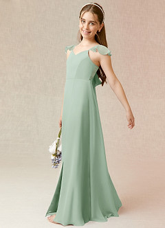 Azazie Everett A-Line Chiffon Floor-Length Junior Bridesmaid Dress image3