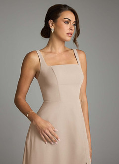 Azazie Debra Bridesmaid Dresses Taupe A-Line with Pockets Chiffon Convertible Dress image3