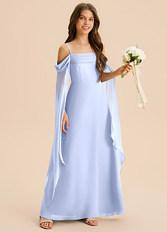 Azazie Moana Junior Vestido de Hielo de Gasa de Corte en A con Plisado image6