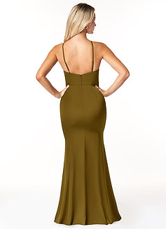 Azazie Stacey Final Sale Agave Mermaid Stretch Satin Dress image2