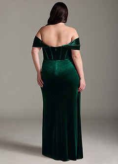 Azazie Jas Bridesmaid Dresses Emerald Sheath Off-The-Shoulder Corset Velvet Convertible Dress image10